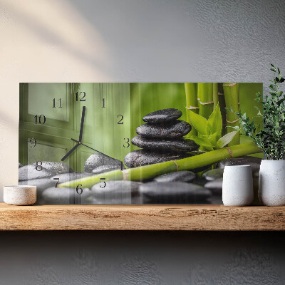 Horizontal rectangular wall clock Meditation stones