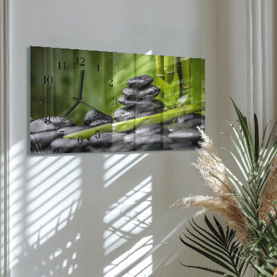 Horizontal rectangular wall clock Meditation stones