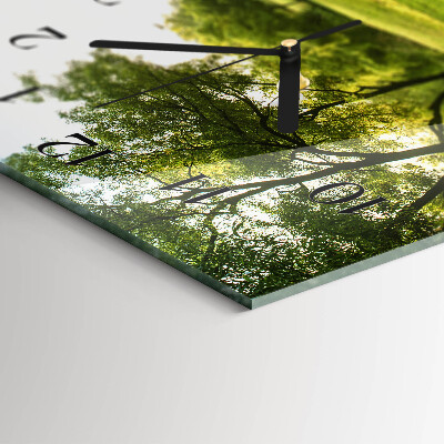 Glass wall clock horizontal Green nature