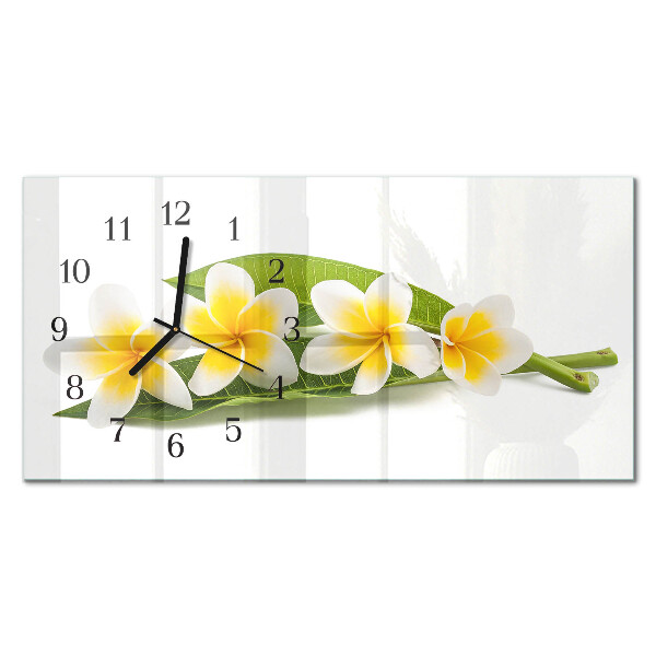 Rectangular glass clock horizontal Flowering plants