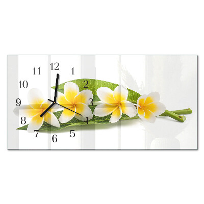 Rectangular glass clock horizontal Flowering plants