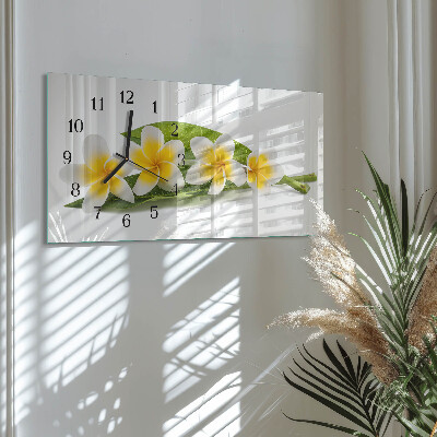 Rectangular glass clock horizontal Flowering plants