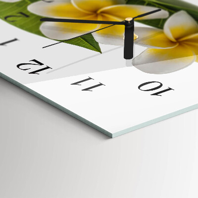 Rectangular glass clock horizontal Flowering plants