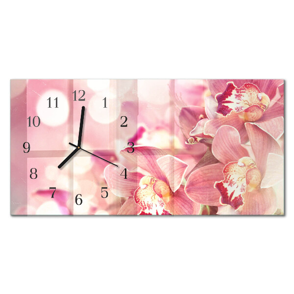 Horizontal wall clock Orchids