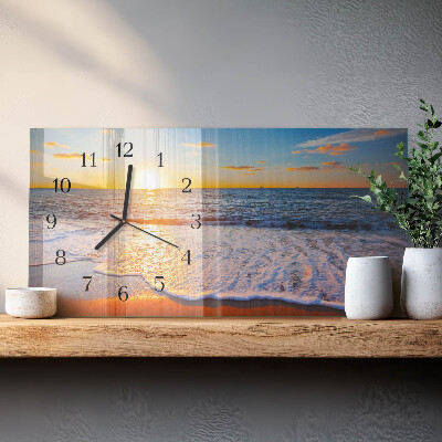 Rectangular glass clock horizontal Evening glow