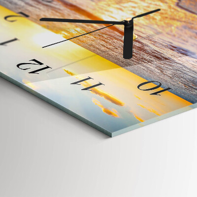 Rectangular glass clock horizontal Evening glow