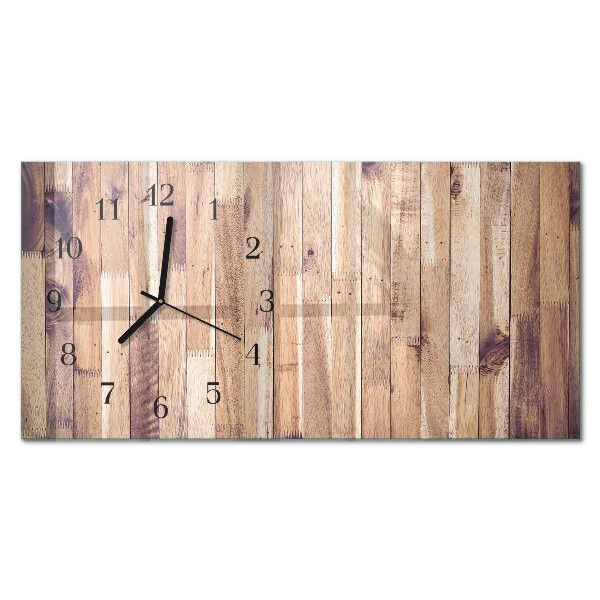 Horizontal rectangular wall clock Wooden boards
