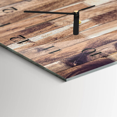 Horizontal rectangular wall clock Wooden boards
