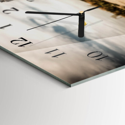 Rectangular glass clock horizontal Two-wheeler