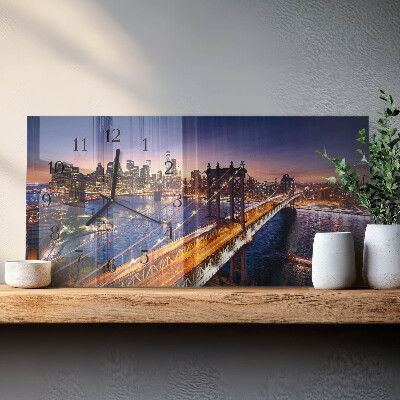 Horizontal rectangular wall clock New York