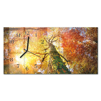 Glass wall clock horizontal Autumn season