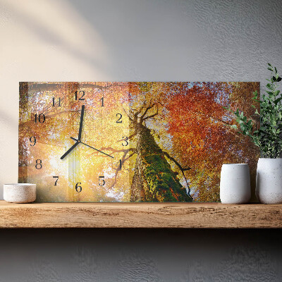 Glass wall clock horizontal Autumn season