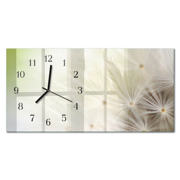 Rectangular glass clock horizontal Common Dandelion