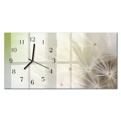 Rectangular glass clock horizontal Common Dandelion