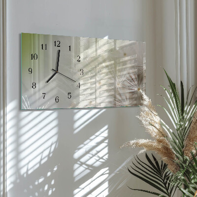 Rectangular glass clock horizontal Common Dandelion