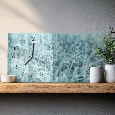 Rectangular glass clock horizontal Cold morning dew