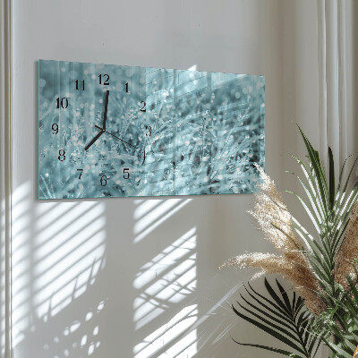 Rectangular glass clock horizontal Cold morning dew