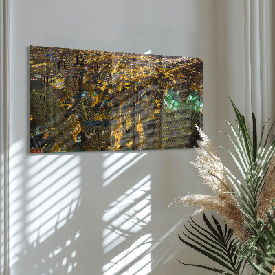 Horizontal rectangular wall clock The illuminated city