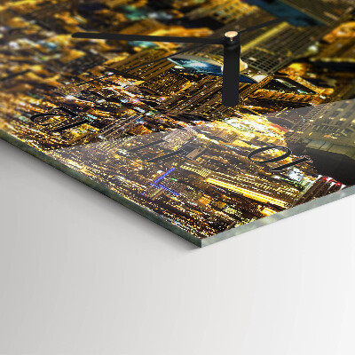 Horizontal rectangular wall clock The illuminated city