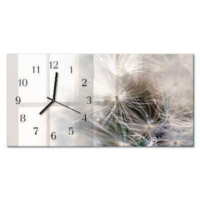 Glass wall clock horizontal Common dandelion
