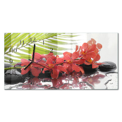 Horizontal wall clock Bouquets and stones