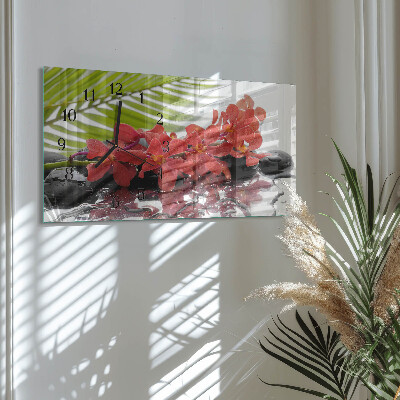 Horizontal wall clock Bouquets and stones