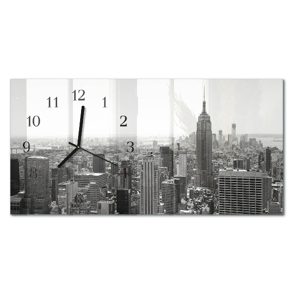 Rectangular glass clock horizontal New York Manhattan
