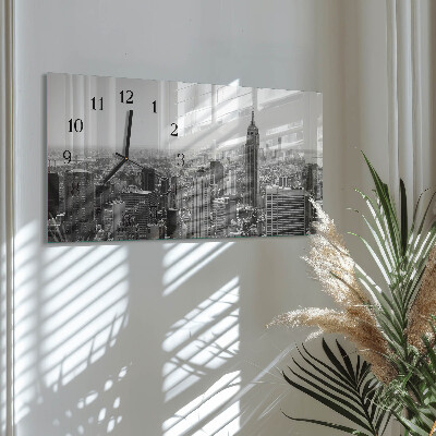 Rectangular glass clock horizontal New York Manhattan