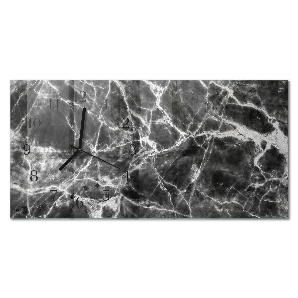 Horizontal wall clock Black marble