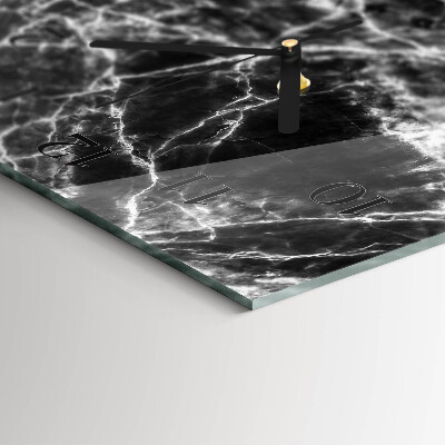 Horizontal wall clock Black marble