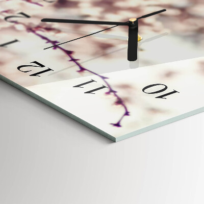 Horizontal rectangular wall clock Cherry blossoms