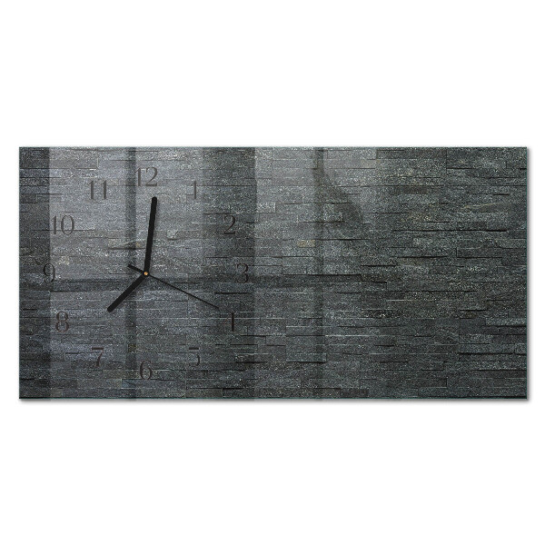 Glass wall clock horizontal Slate stone