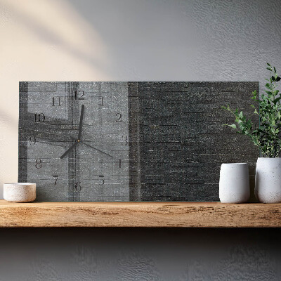 Glass wall clock horizontal Slate stone