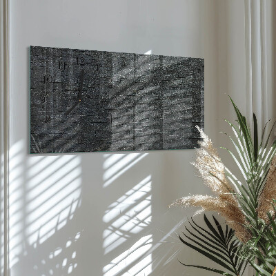 Glass wall clock horizontal Slate stone