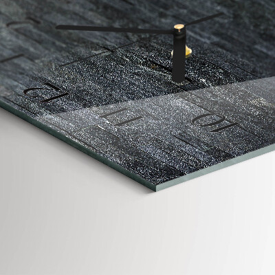 Glass wall clock horizontal Slate stone