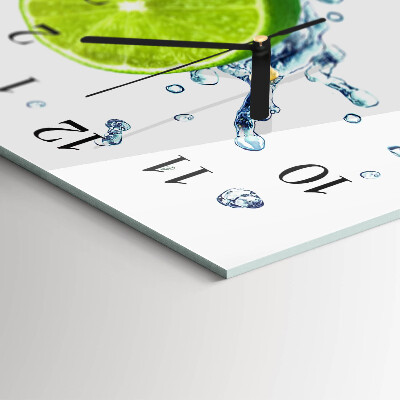 Rectangular glass clock horizontal Lemon with mint
