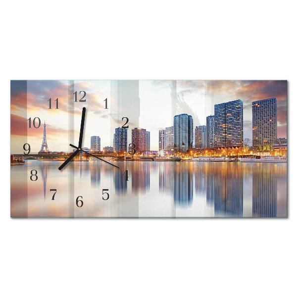 Horizontal wall clock Evening Paris