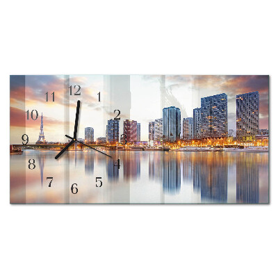 Horizontal wall clock Evening Paris