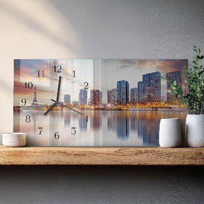 Horizontal wall clock Evening Paris