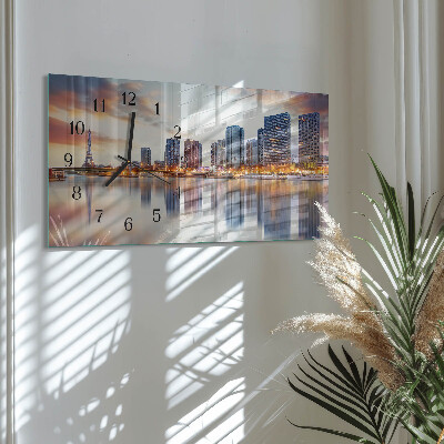 Horizontal wall clock Evening Paris